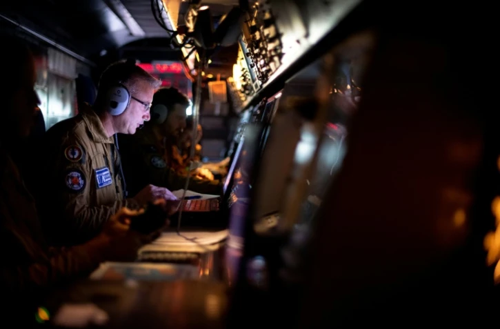 À bord de l'avion de patrouille de la marine française Atlantique 2 en mission au-dessus de la mer Baltique, le 16 juin 2022