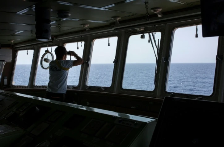 Le navire de l'ONG "SOS Méditerranée" dédié aux sauvetage de migrants, le 11 août 2017 au large des côtes libyennes  