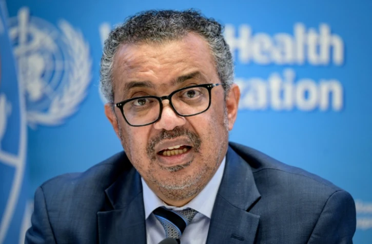 Le directeur général de l'Organisation mondiale de la santé, Tedros Adhanom Ghebreyesus, lors d'une conférence de presse, le 20 décembre 2021 au siège de l'OMS à Genève