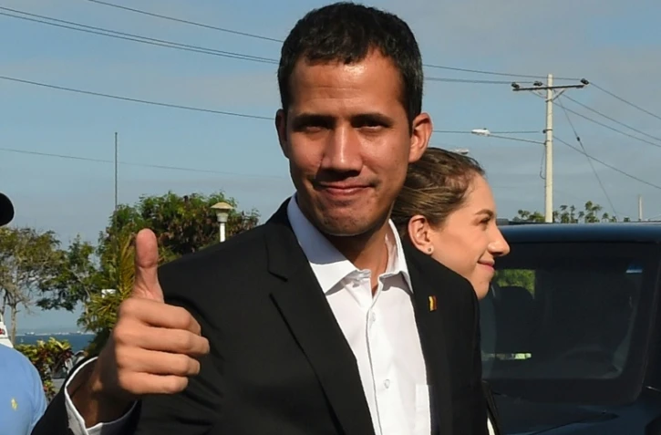L'opposant vénézuelien Juan Guaido avant une rencontre avec le président Lenin Moreno à Salinas, le 2 mars 2019 en Equateur