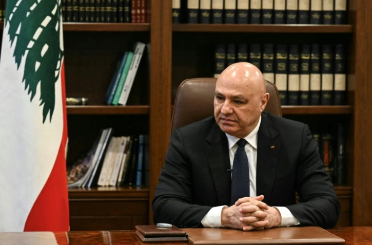 Le président libanais Joseph Aoun lors d'un entretien exclusif à l'AFP au palais présidentiel de Beyrouth, le 15 septembre 2026