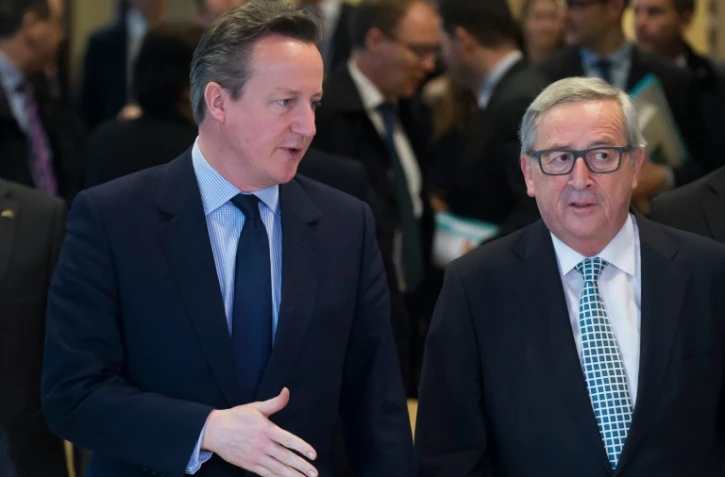 Le Premier minstre britannique David Cameron et le président de la Commission européenne Jean Claude Juncker le 16 février 2016 à Bruxelles