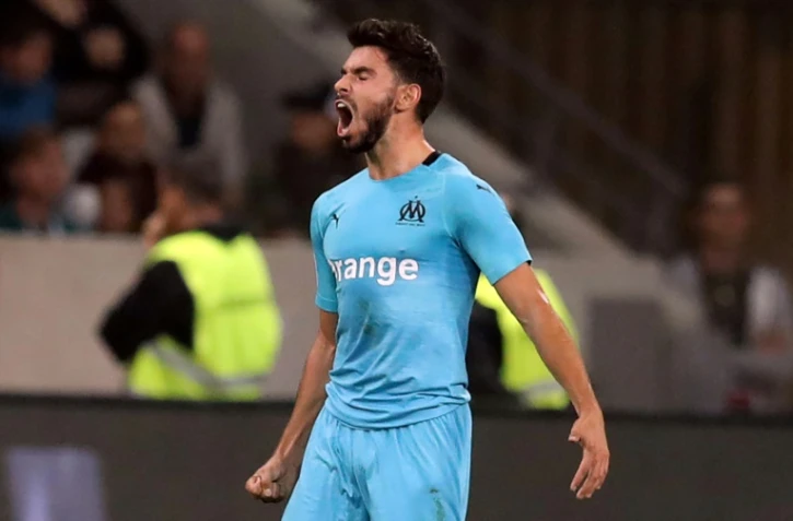 Le milieu de Marseille Morgan Sanson buteur lors de la victoire à Nice 1-0 le 21 octobre 2018 en 10e journée de L1