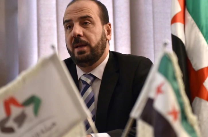 Nasr al-Hariri, le chef de l'opposition syrienne en exil, durant une interview avec l'AFP à Ryad, le 26 juillet 2018