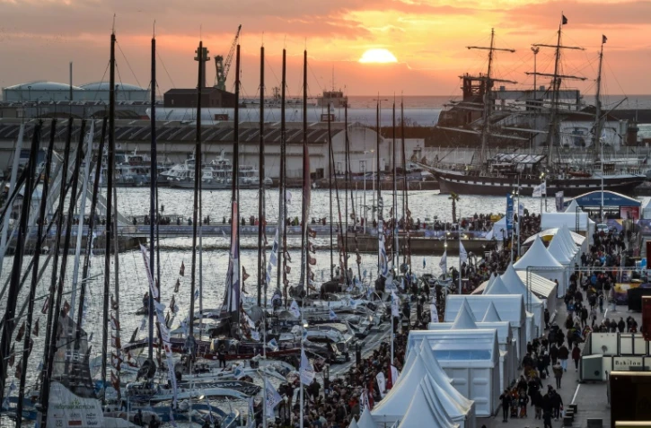 Les bateaux engagés dans la Transat Jacques Vabre, à la veille du départ au port du Havre le 6 novembre 2021
