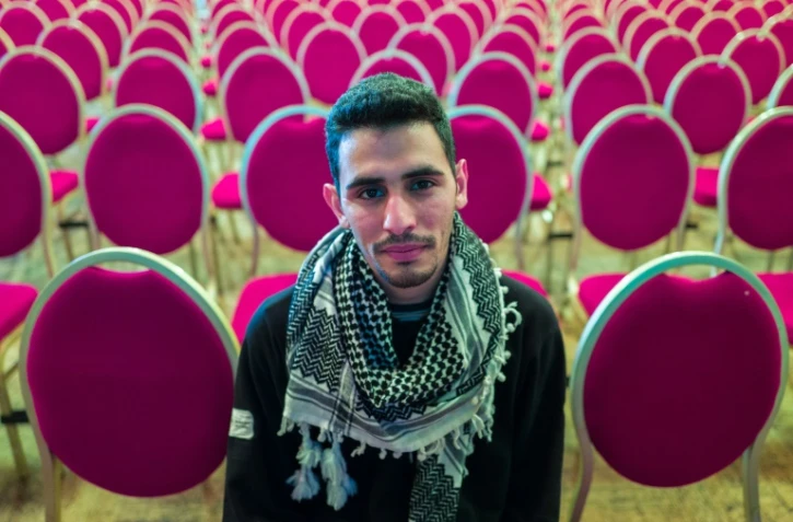 "Le piano, c'est ma vie, c'est mon coeur", rien de moins pour Ayham Ahmad, le pianiste au keffieh, ici au Heimathafen de Berlin, le 12 mai 2016