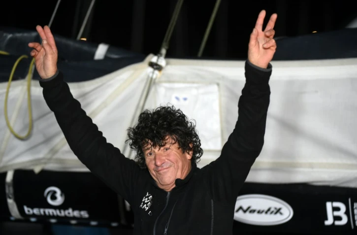 Le navigateur Jean Le Cam après son arrivée aux Sables-d'Olonne à l'issue du Vendée Globe, le 29 janvier 2021