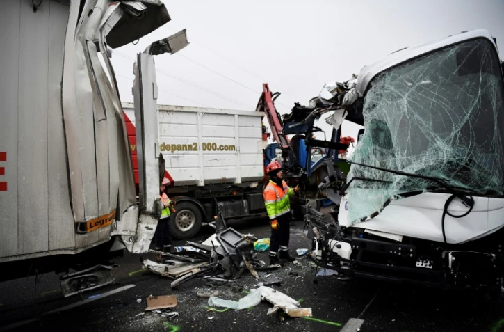 Carambolage le 30 janvier 2017 sur  l'autoroute A13, dans les Yvelines