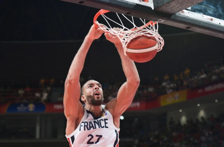 Le Français Rudy Gobert lors de la victoire sur l'Allemagne 78-74 à Shenzhen le 1er septembre 2019 lors du Mondial