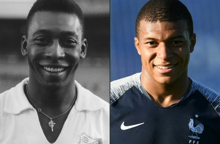 Photomontage de Pelé et Kylian Mbappé