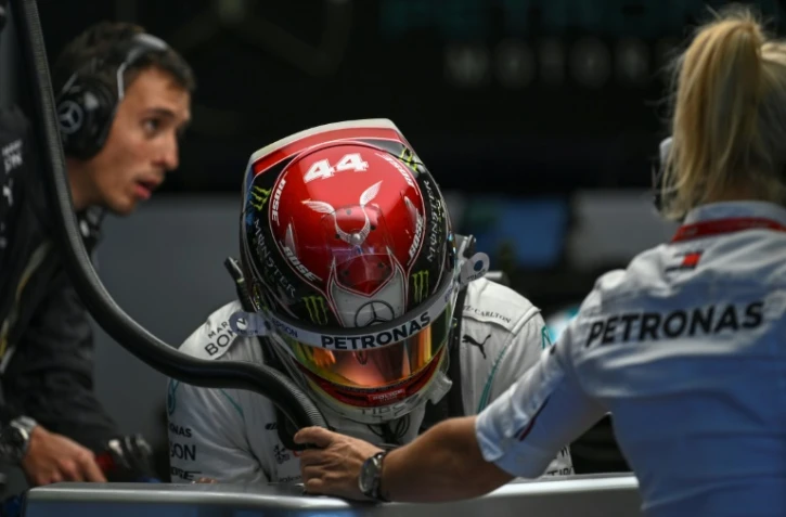 Le Britannique Lewis Hamilton (Mercedes) lors des essais libres pour le GP du Mexique, le 25 octobre 2019 Ă Mexico
