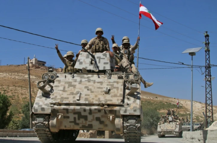 Des militaires libanais à Ras Baalbek, le 21 août 2017, revenant de la zone frontalière en Syrie où a lieu une offensive contre l'EI