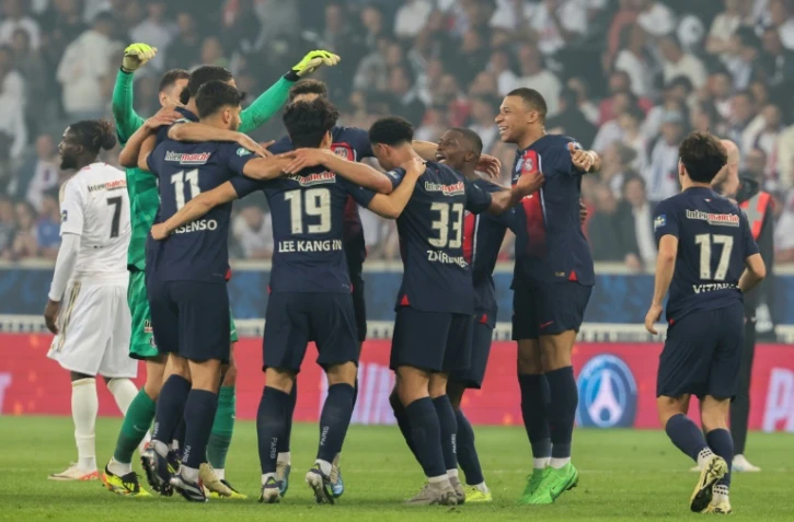 La joie des Parisiens vainqueurs de la Coupe de France contre Lyon, le 25 mai 2024 à Villeneuve-d'Ascq 