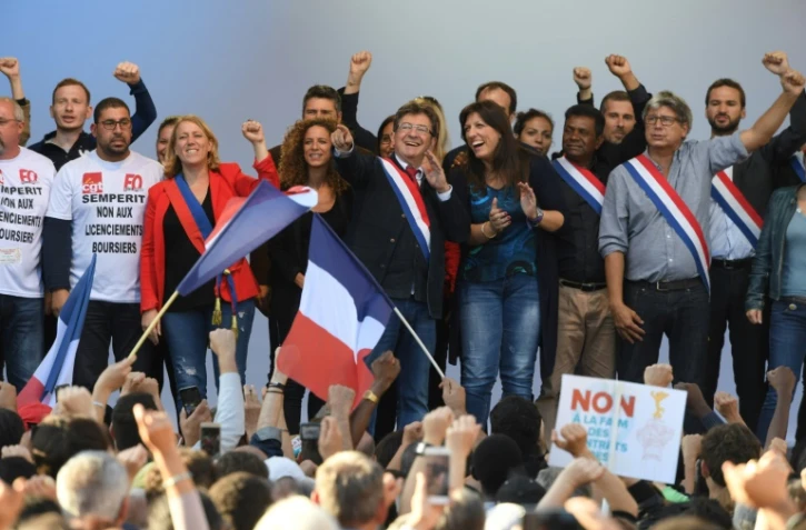 Jean-Luc Mélenchon (C) Place de la République à Paris, le 23 septembre 2017