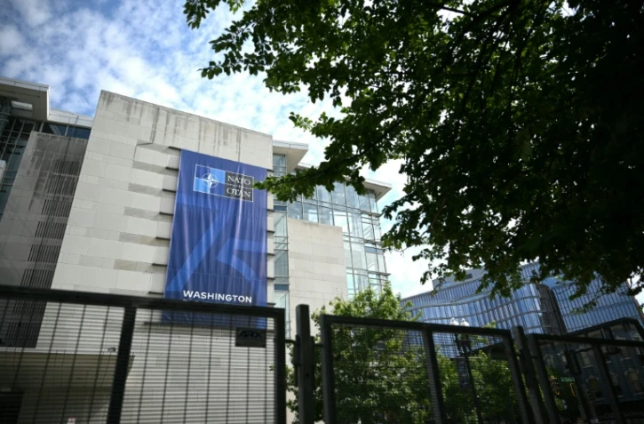 Le Centre des congrès de Washington, le 8 juillet 2024, en amont du sommet de l'Otan qui s'y tiendra du 9 au 11 juillet