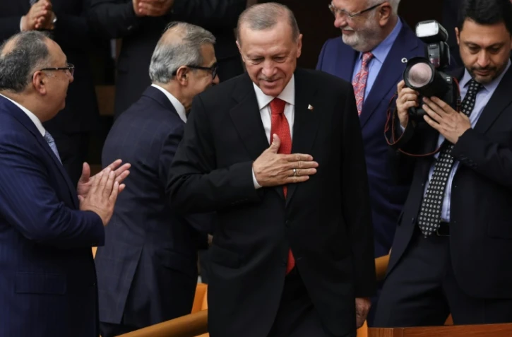 Le président turc Recep Tayyip Erdogan pendant la prestation de serment des députés, le 2 juin 2023 au Parlement à Ankara