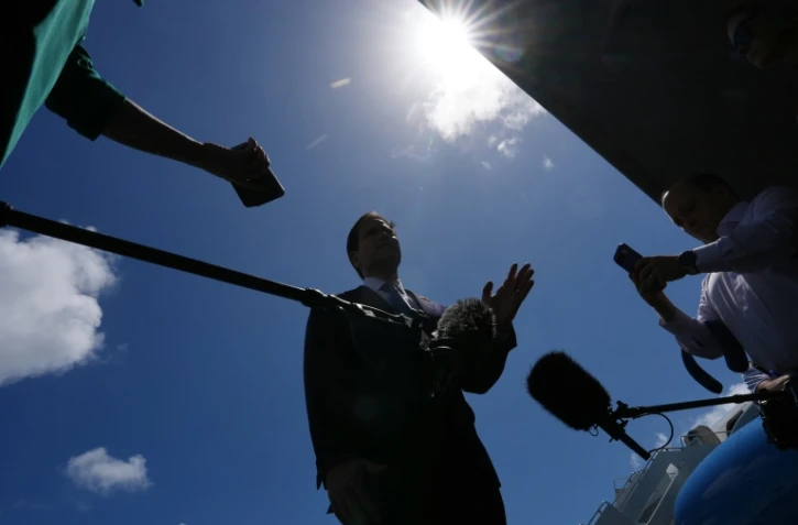 Le secrétaire américain Marco Rubio avant de prendre l'avion à Homestead, en Floride, le 21 mai 2026, pour se rendre à une réunion des ministres des Affaires étrangère de l'Otan en Suède
