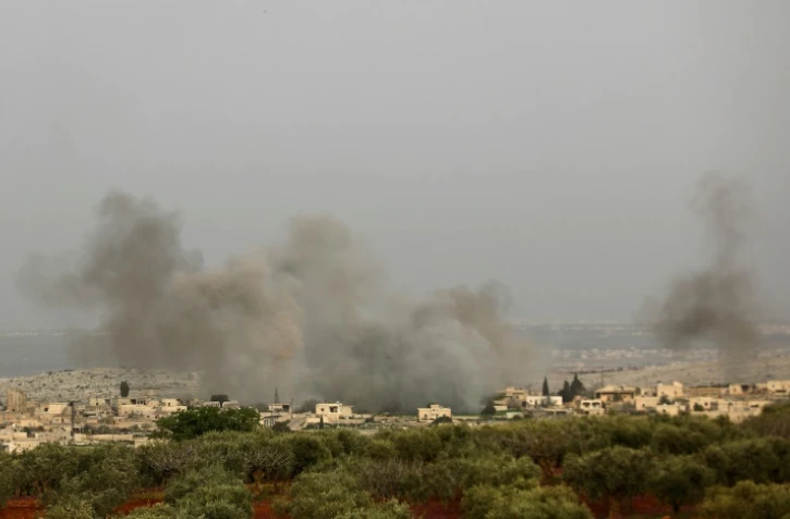 Les combats font rage dans le village de Bosoufane (sud d'Afrine)  entre les forces turques et les Kurdes, le 22 mars 2018