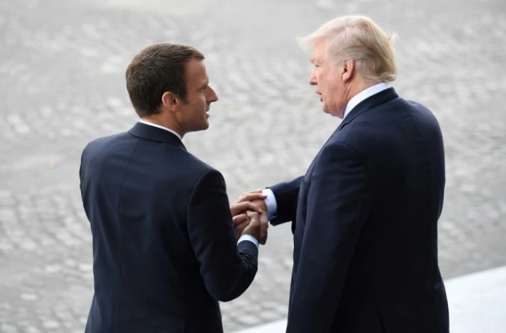 Les présidents français et américain Emmanuel Macron (g) et Donald Trump, le 14 juillet 2017 à Paris