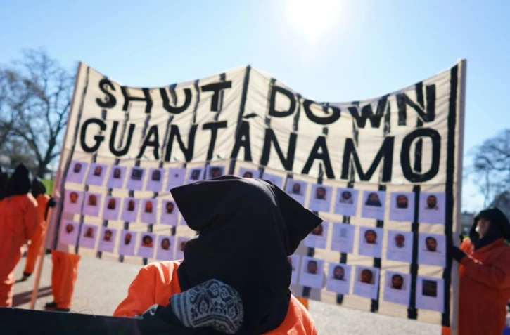 Des manifestants réclament la fermeture de la prison de Guantanamo, le 11 janvier 2016 en face de la Maison Blanche, à Washington