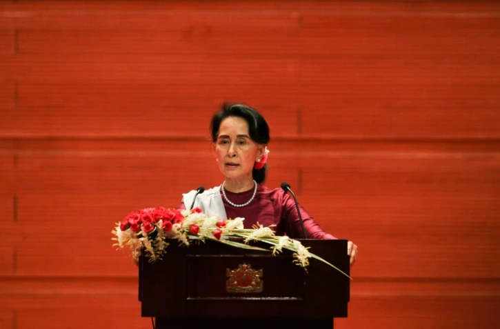 Aung San Suu Kyi lors d'un discours à la nation le 19 septembre 2017 à Naypyidaw