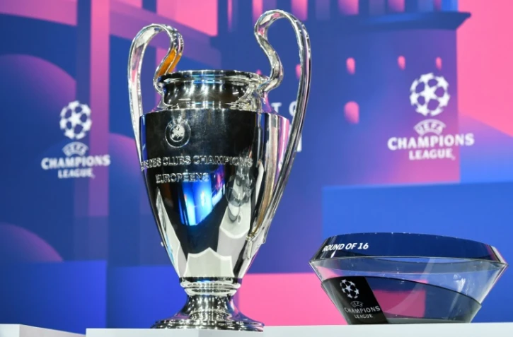 Photo fournie par l'UEFA du tirage au sort des huitièmes de finale de la Ligue des champions le 14 décembre 2020 au siège de l'institution à Nyon, en Suisse