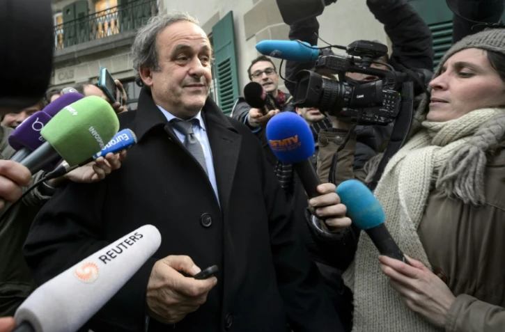 Michel Platini interviewé devant le siège du TAS, le 8 décembre 205 à Lausanne 