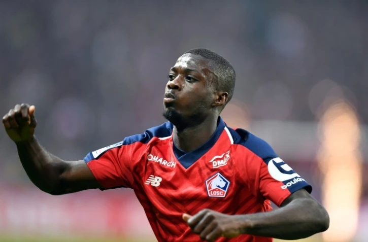 L'attaquant ivoirien de Lille Nicolas Pépé buteur contre Angers en Ligue 1, le 18 mai 2019 au stade Pierre-Mauroy à Villeneuve-d'Ascq