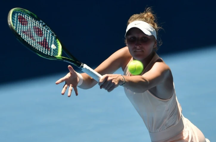 Caroline Garcia lors du match contre la Tchèque Marketa Vondrousova au 2e tour de l'Open d'Australie, le 18 janvier 2018 à Melbourne