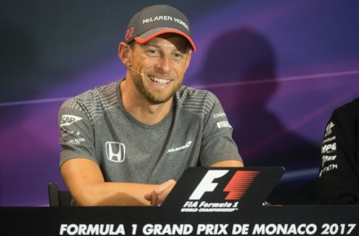  Le pilote britannique Jenson Button (McLaren Honda), de retour en F1, en conférence de presse, le 24 mai 2017 à Monaco