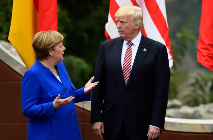 La chancelière allemande Angela Merkel et le président américain Donald Trump, à Taormina en Sicile le 26 mai 2017