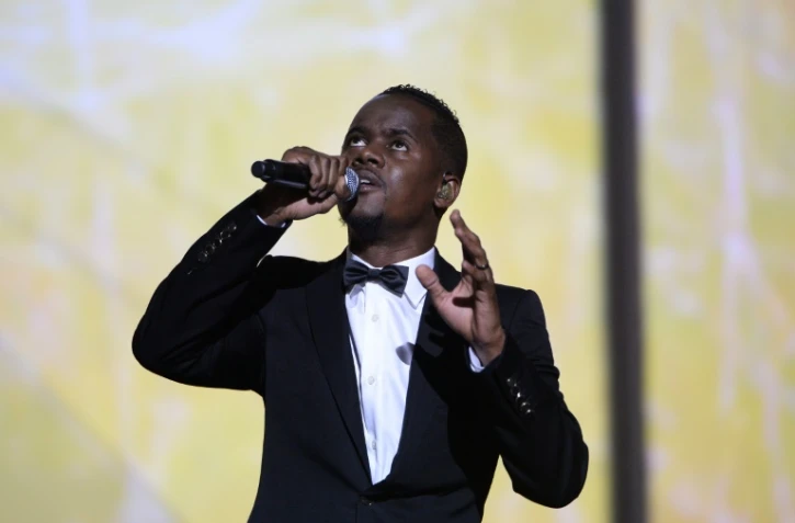 Le chanteur Alpha Diallo, connu comme "Black M", lors des 30e Vivtoires de la musique à Paris, le 13 mai 2015