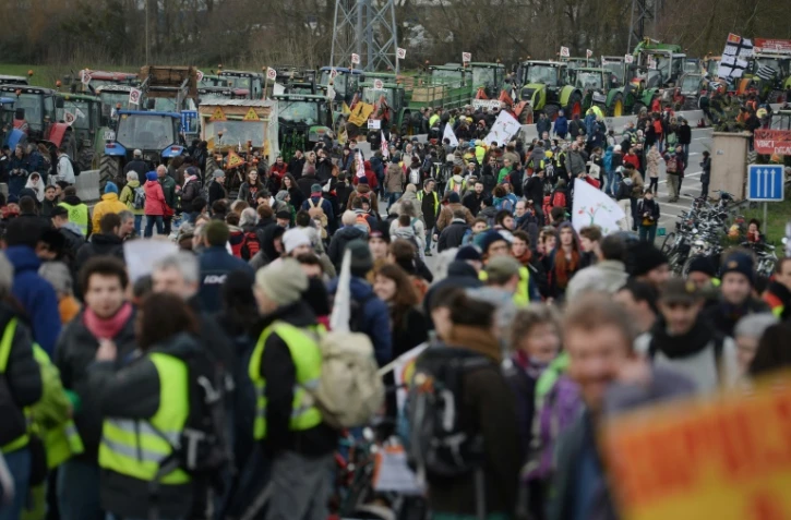 Manifestation d'opposants au projet de création d'aéroport international de Notre-Dame-des-Landes, près de Nantes, le 9 janvier 2015