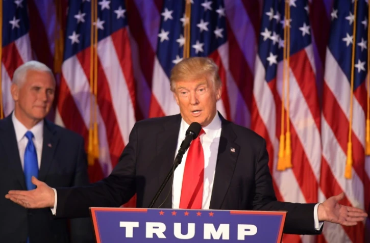 Donald Trump s'adresse à ses supporteurs le 9 novembre 2016, à New York, après avoir été désigné le nouveau président américain