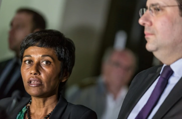 Le ministre de l'Intérieur Matthias Fekl et la ministre des Outre-mer Ericka Bareigts, le 29 mars 2017 à Cayenne