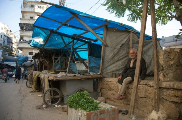 Le marché à légumes, vide, d'un quartier d'Alep assiégé, le 10 juillet 2016