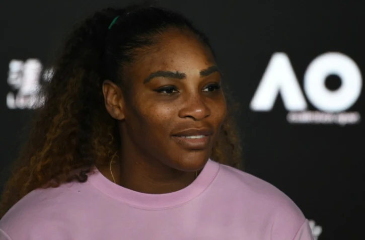 Serena Williams en conférence de presse après sa défaite face à la Tchèque Karolina Pliskova en quarts de finale de l'Open d'Australie, le 23 janvier 2019 à Melbourne   