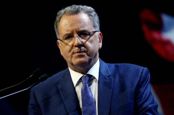 Le ministre de la Cohésion territoriale Richard Ferrand, lors d'un meeting de campagne de la République en Marche, à Aubervilliers en Seine-Saint-Denis, le 23 mai 2017