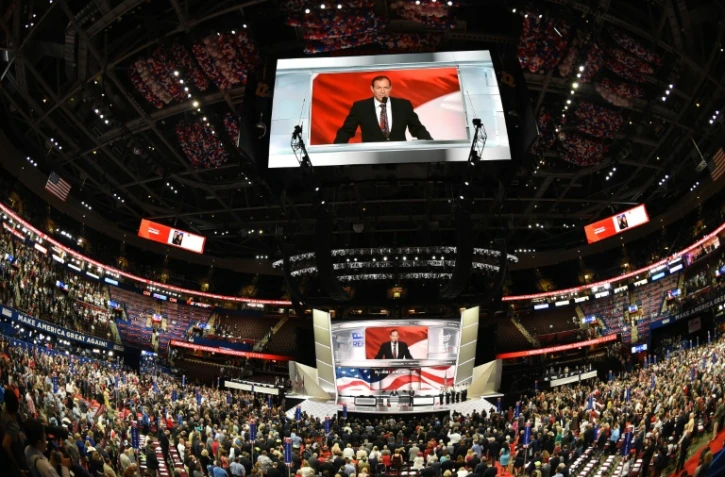 Le rabbin Ari Wolf fait un discours à l'ouverture de la convention républicaine le 18 juillet 2016 à Cleveland, Ohio