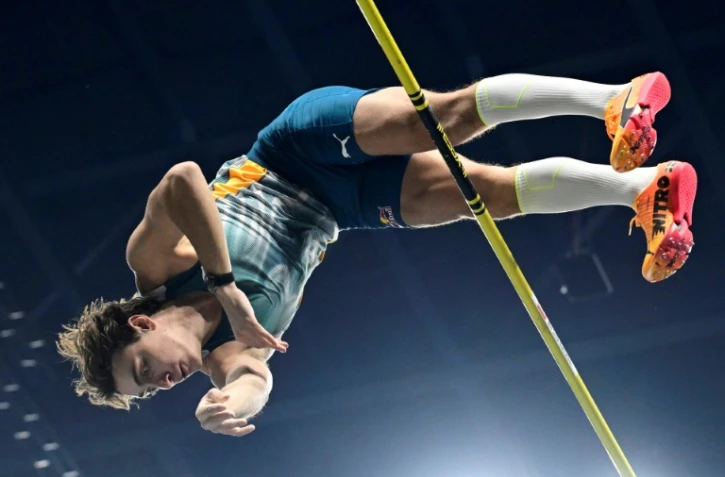 Le perchiste suédois Armand Duplantis lors du meeting de Berlin le 14 février 2025