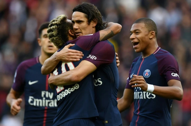 Edinson Cavani, Neymar et Kylian Mbappé ont tous marqué pour Paris contre Bordeaux, le 30 septembre 2017 au Parc des Princes