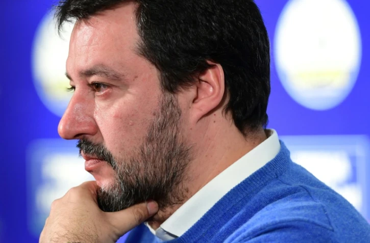 Le chef de l'extrême droite italienne Matteo Salvini, lors d'une conférence de presse à Bologne, le 27 janvier 2020 