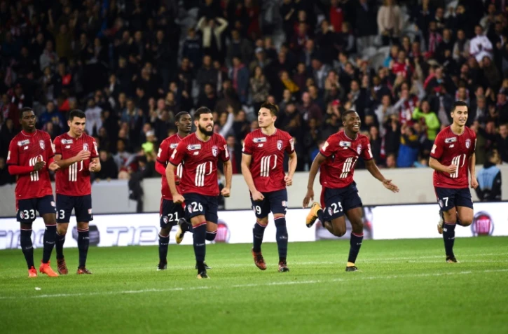 Les Lillois exultent après la victoire en Coupe de la Ligue face à Valenciennes, le 25 octobre 2017 au stade Pierre-Mauroy