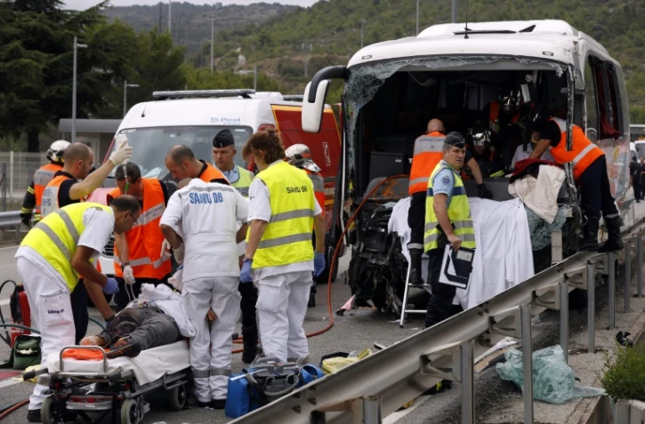 Accident de la route le 17 septembre 2015 sur l'A8 à La Turbie dans le sud de la France