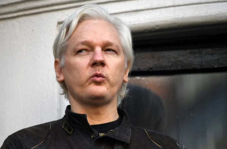 Le fondateur de Wikileaks Julian Assange à l'ambassade d'Equateur à Londres, le 19 mai 2017