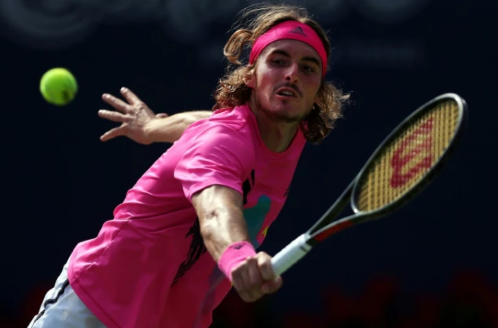 Le Grec Stefanos Tsitsipas lors du match contre le Sud-Africain Kevin Anderson, le 11 août 2018 à Toronto