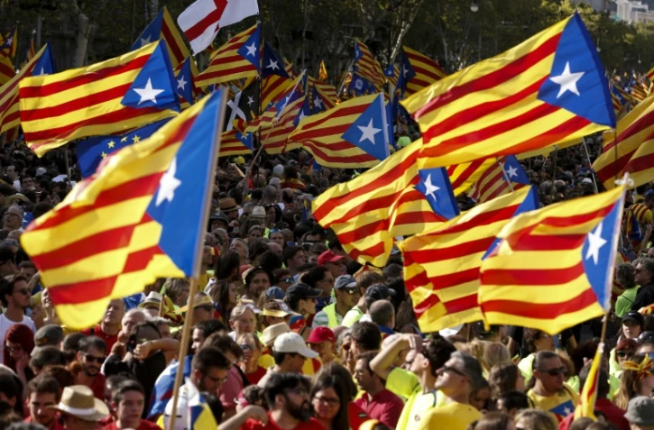 Manifestation pour l'indépendance de la catalogne, le 11 septembre 2017 à Barcelone lors de la Diada, la "fête nationale catalane"