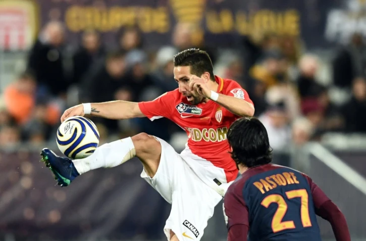 Joao Moutinho, sous le maillot de l'AS Monaco, contre le PSG de  Javier Pastore à Bordeaux, le 31 mars 2018 