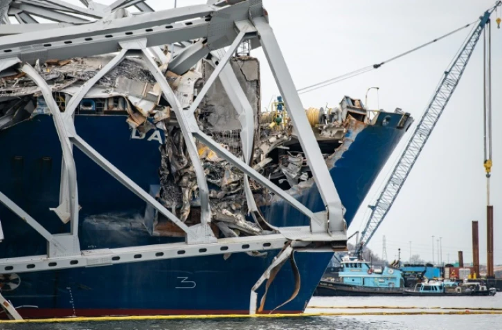 Le pont Francis Scott Key effondré sur le porte-conteneurs Dali à Baltimore le 30 mars 2024