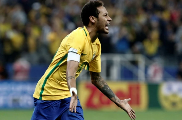 Neymar lors du match contre le Paraguay à l'issue duquel le Brésil s'est qualifié pour  Mondial-2018, le 28 mars 2017 à Sao Paulo 